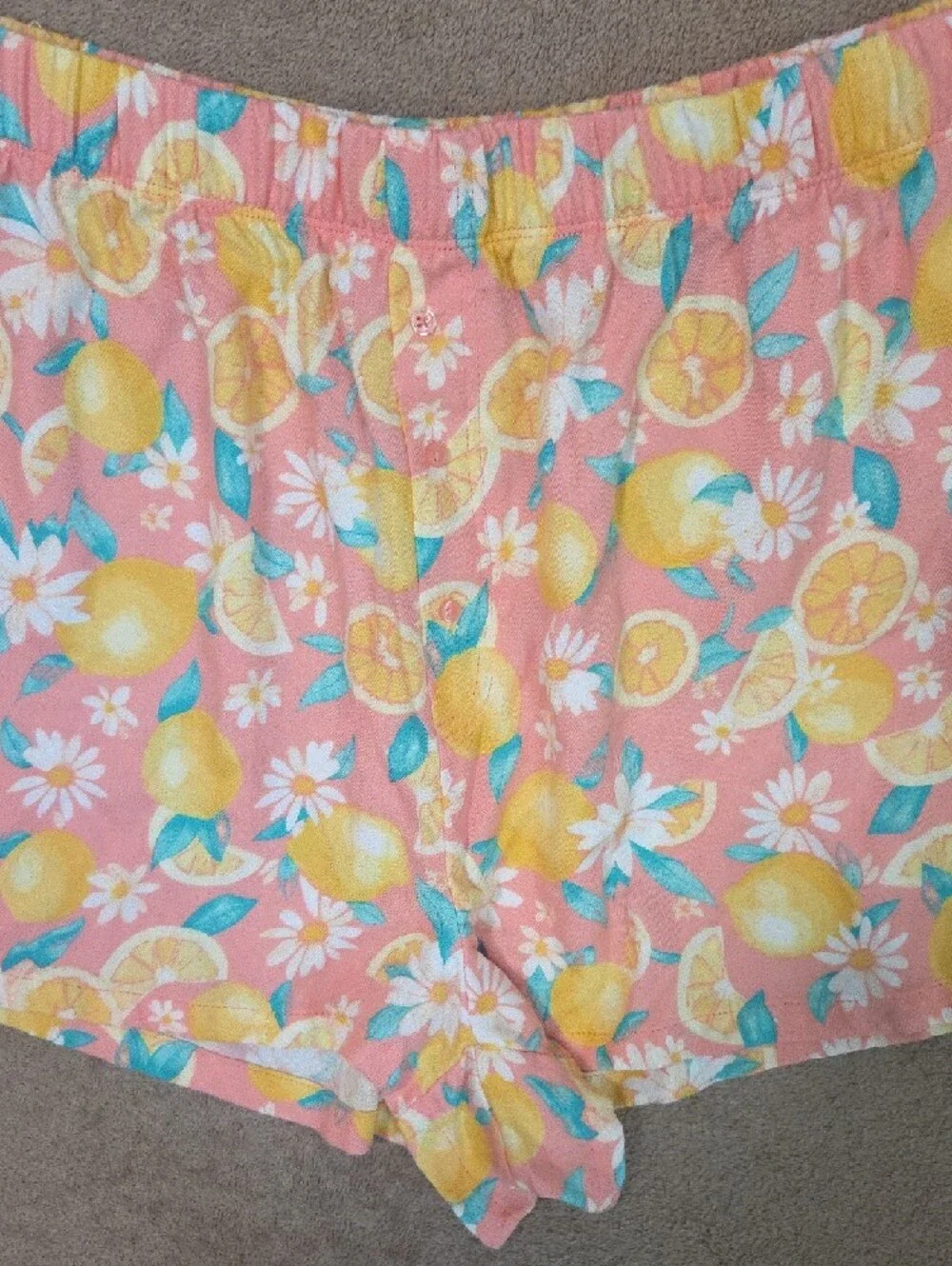 Arizona Body Women's Pink Lemon Print Elastic Waist Sleep Short- Size XL - Picture 2 of 3
